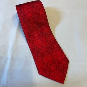 Men's Pineda Covalin Red Stone of the Sun Patterned Silk Tie 58x3.25